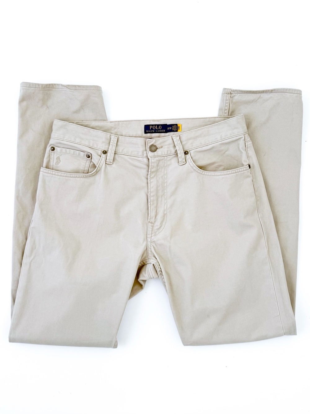 Polo Ralph Lauren Slim Straight-Leg Twill Pants in Light Taupe Khaki 32x32 Men's